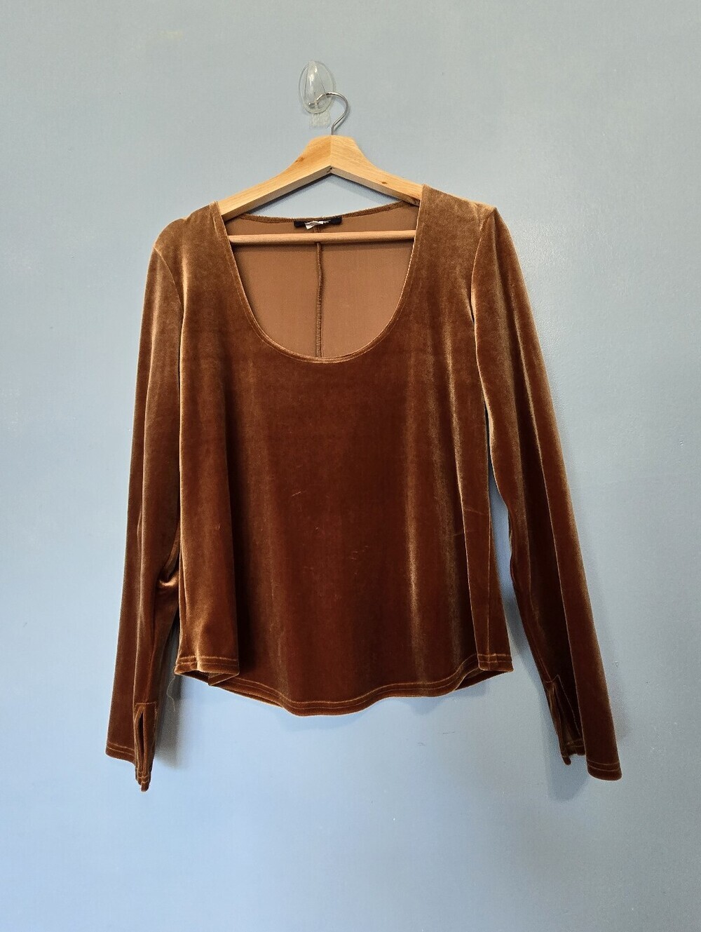 Boston Proper Gold Velvet Scoop-Neck Top S